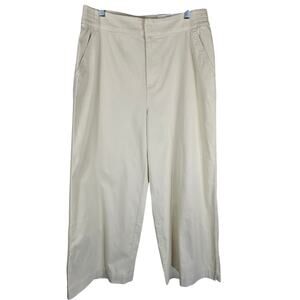 On 34th Cream Wide Leg Ankle High Rise Work Business Chino Women's Pants L NWT